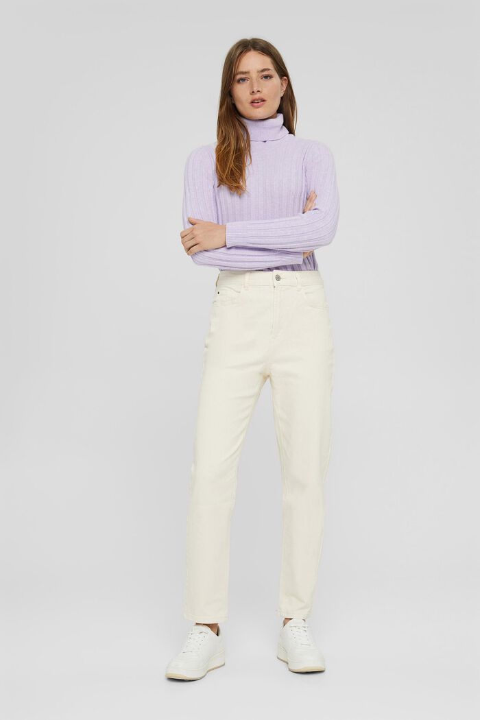 Mom fit trousers in organic cotton, OFF WHITE, detail image number 1