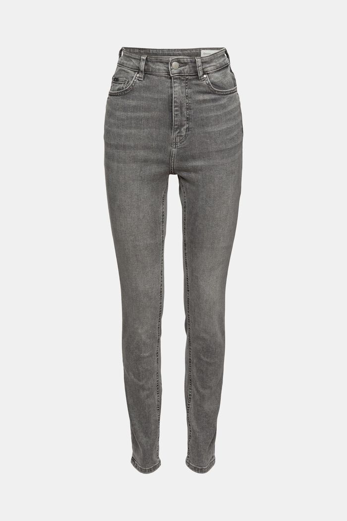 Stretch jeans with a garment-washed effect, GREY MEDIUM WASHED, overview