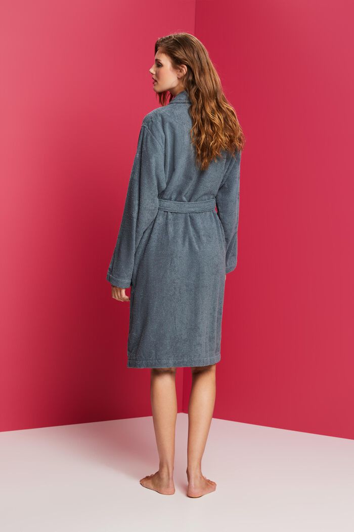 Unisex bathrobe, 100% cotton, GREY STEEL, detail image number 3