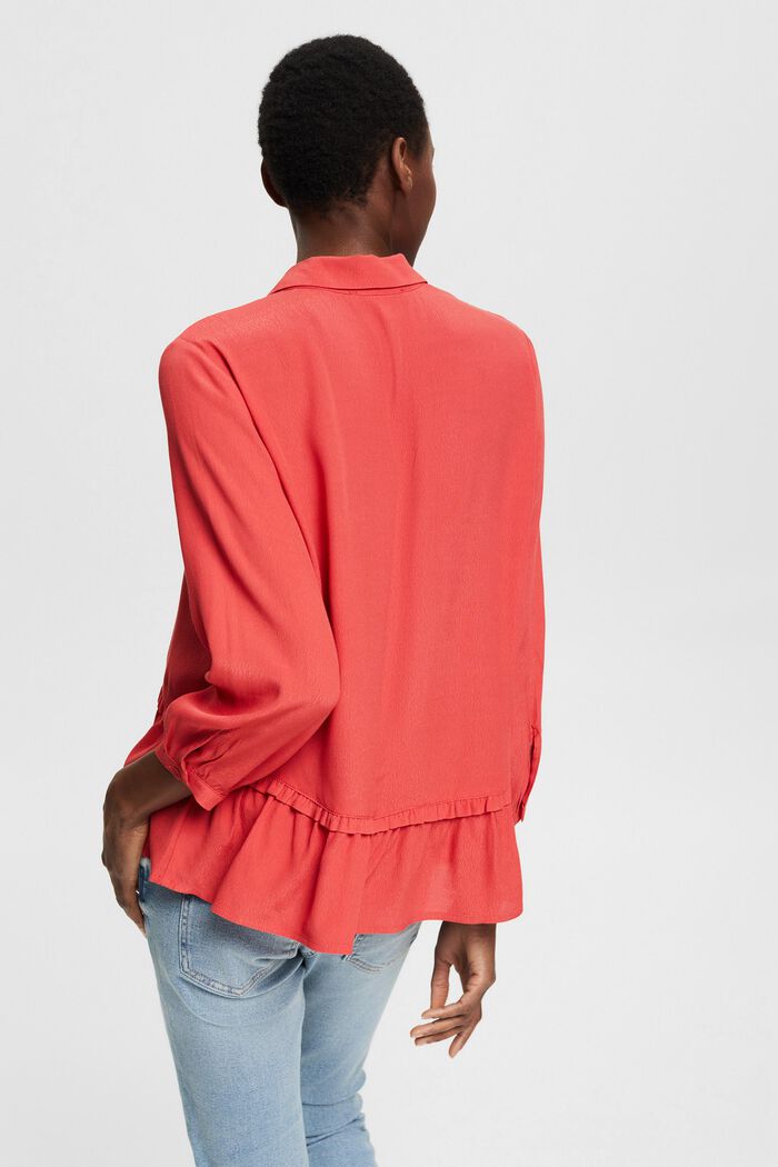 Blouse with frilled edges, RED, detail image number 3