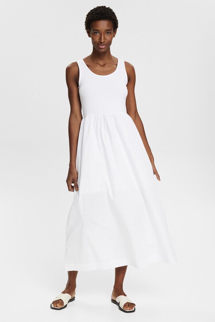 Mixed material midi dress, WHITE, detail image number 0