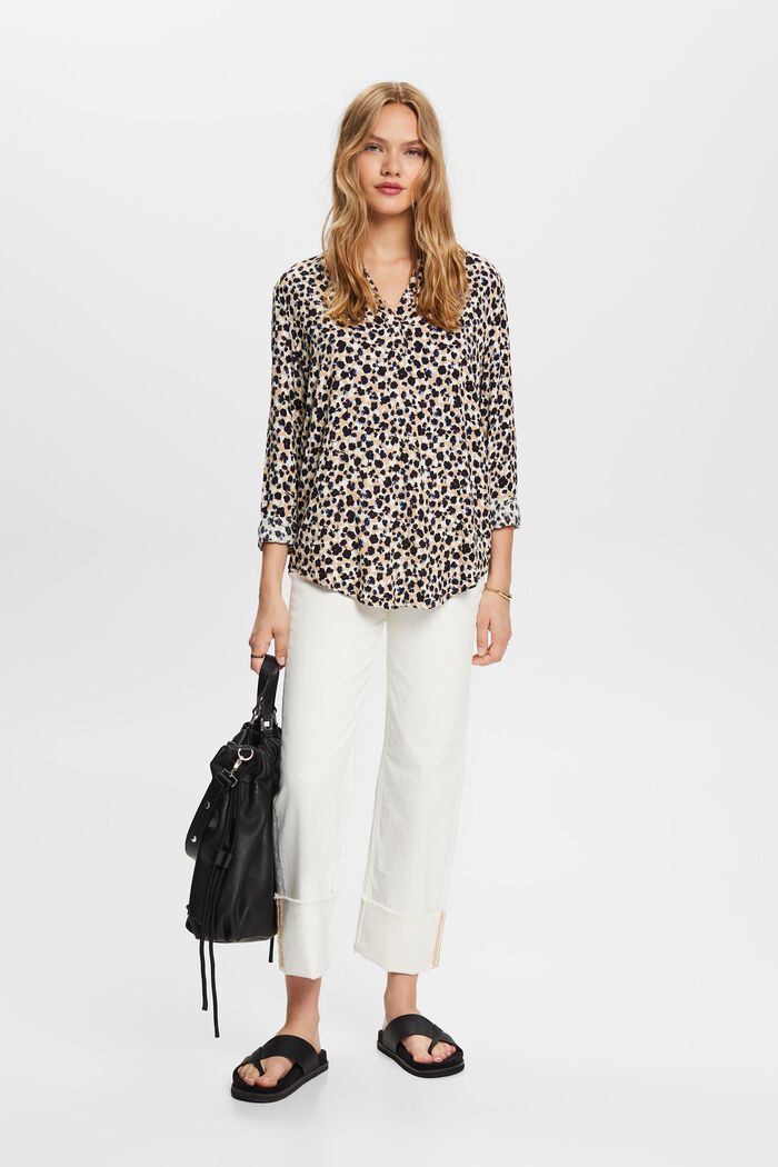 Patterned blouse, LENZING™ ECOVERO™, SAND, detail image number 1