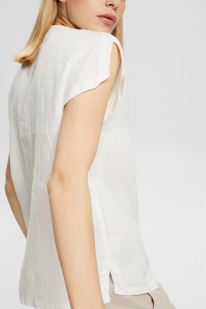 Blouse made of 100% linen, WHITE, detail image number 2