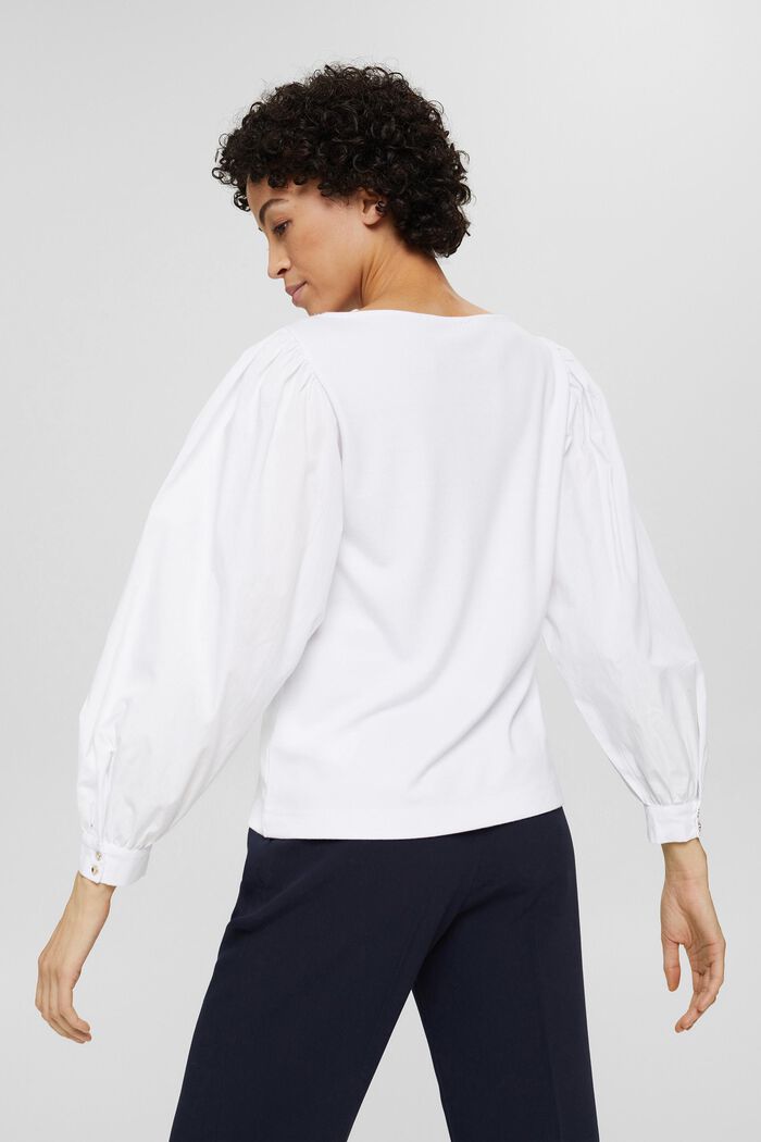 Long sleeve top with balloon sleeves, LENZING™ ECOVERO™, WHITE, detail image number 3