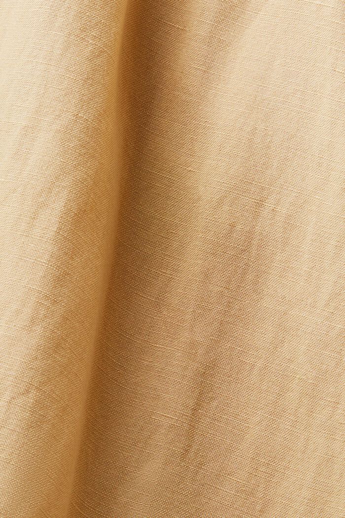 Belted Puff-Sleeve Midi Dress, BEIGE, detail image number 4
