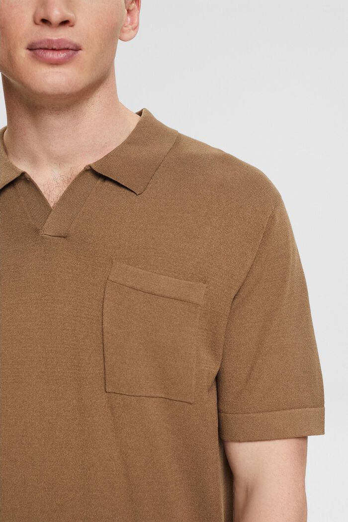 Fine knit polo shirt, LENZING™ ECOVERO™, CARAMEL, detail image number 2