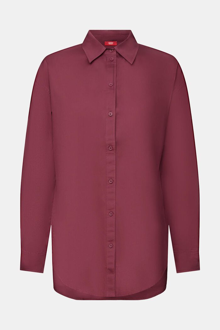 Poplin shirt blouse, 100% cotton, AUBERGINE, detail image number 6