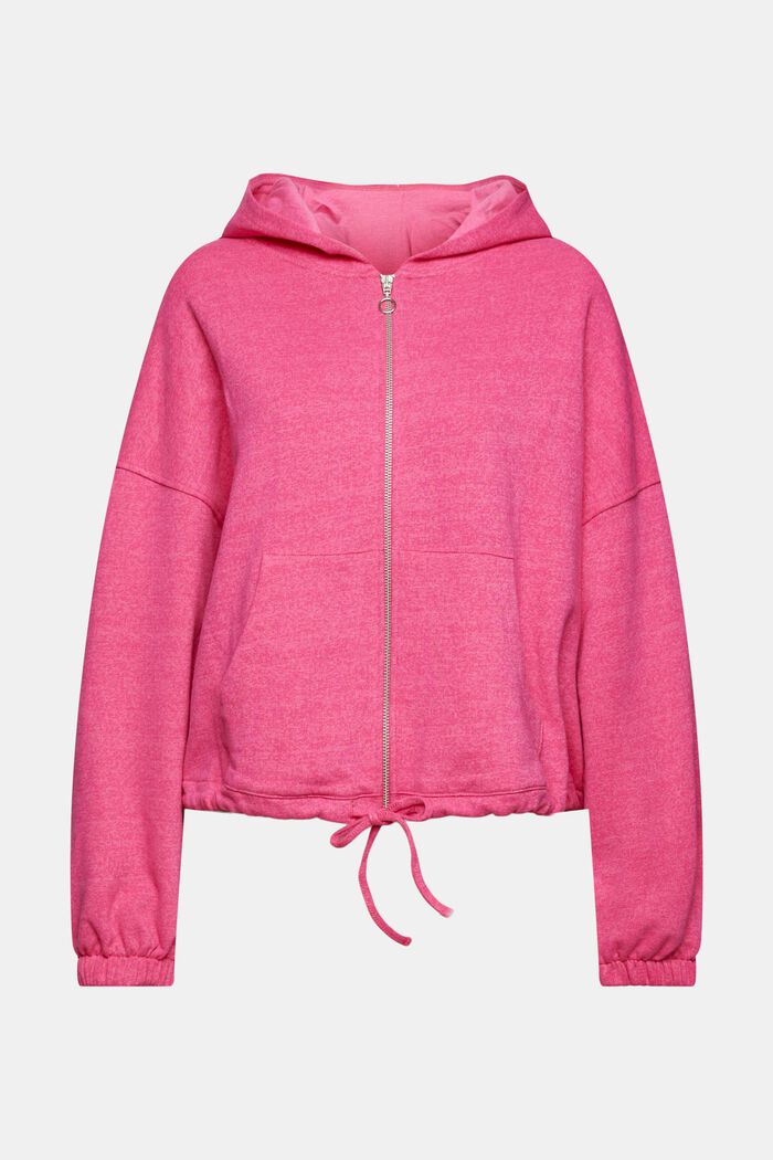 Zip-through hoodie with drawstring, PINK FUCHSIA, overview