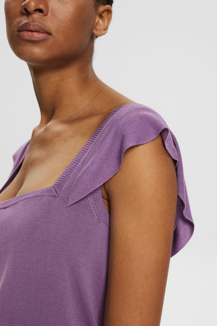 Knitted top with a square neckline, PURPLE, detail image number 2