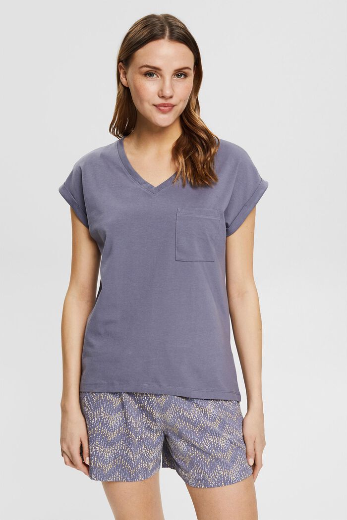 Organic cotton pyjama top, GREY BLUE, detail image number 0