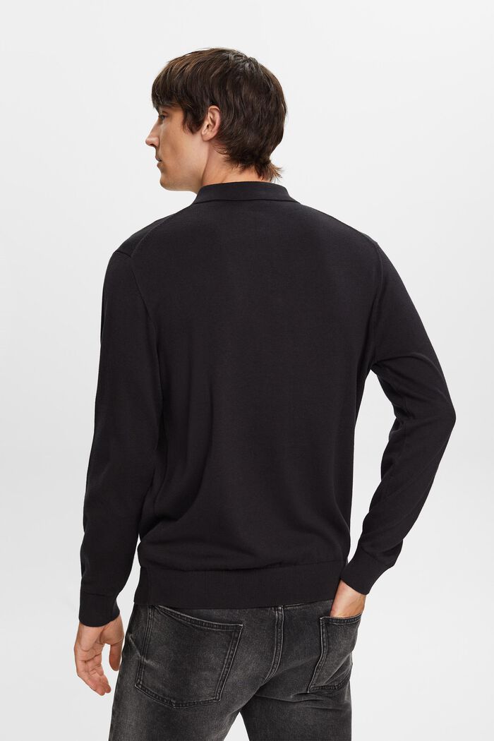 Knit jumper with a polo collar, TENCEL™, BLACK, detail image number 3