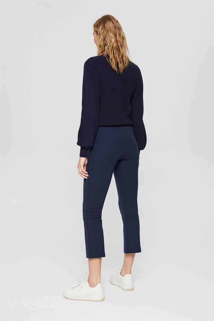 Recycled: cropped trousers in punto jersey, NAVY, detail image number 3