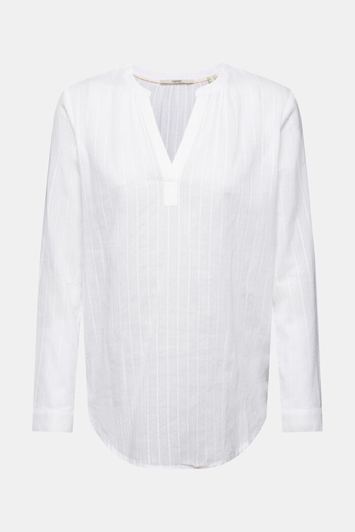 V-necked cotton blouse, WHITE, detail image number 5