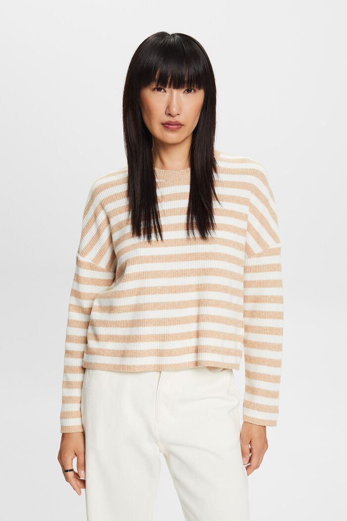 Striped Sweater, CARAMEL, detail image number 1