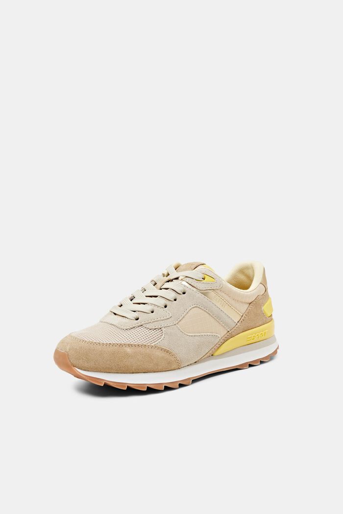 Suede Leather Sneakers, PASTEL YELLOW, detail image number 2