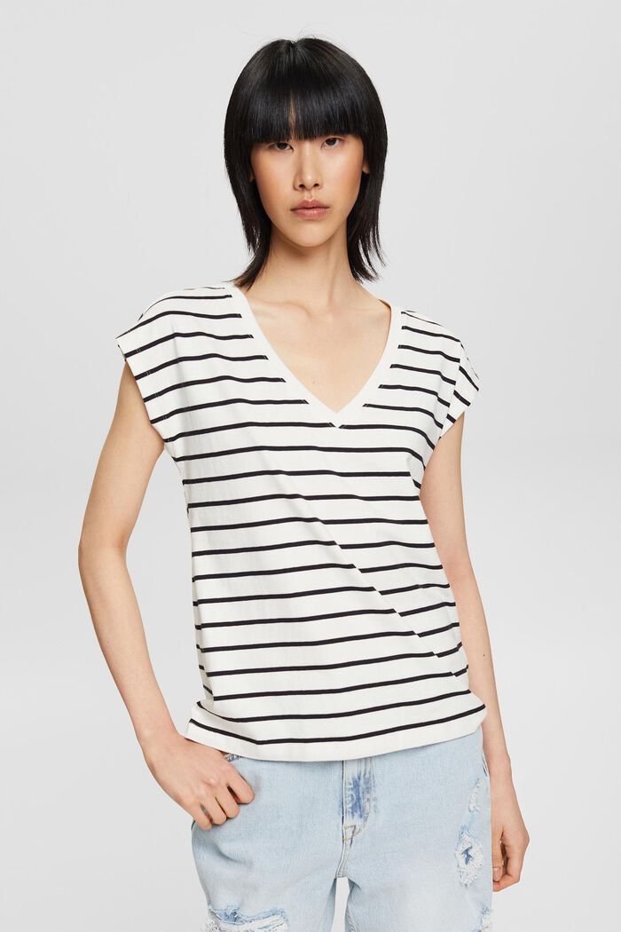 striped T-shirt, OFF WHITE, detail image number 0