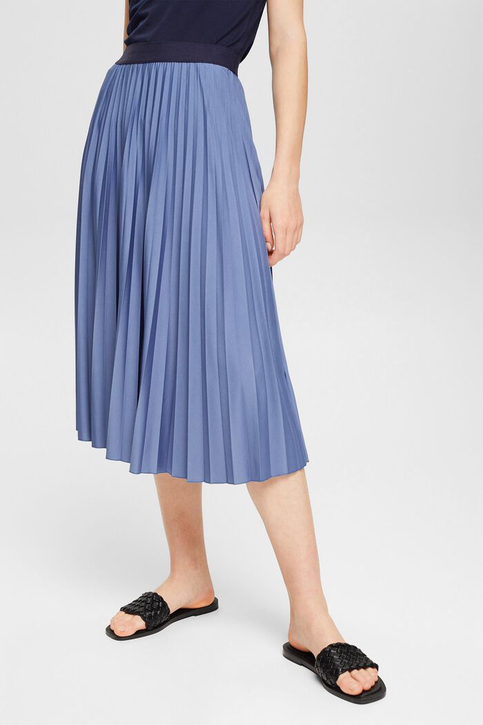 Pleated skirt with elasticated waistband, BLUE LAVENDER, detail image number 2