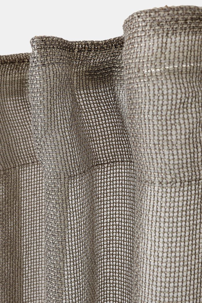 Mesh Hidden Tab Curtains, GREY/BEIGE, detail image number 1