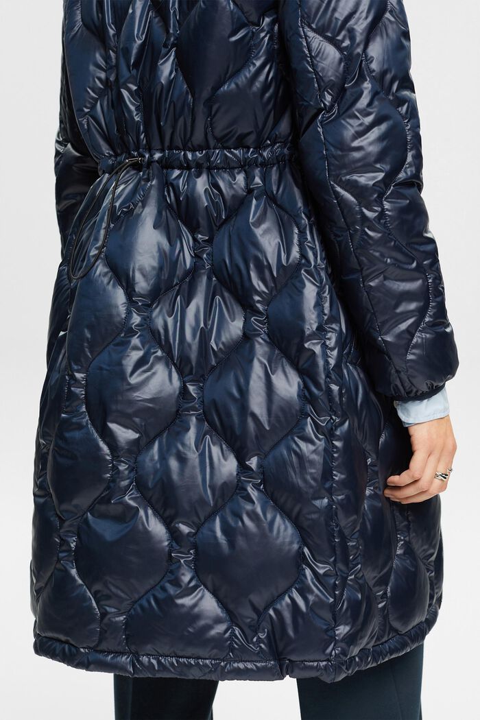 Quilted coat with rib knit collar, NAVY, detail image number 4