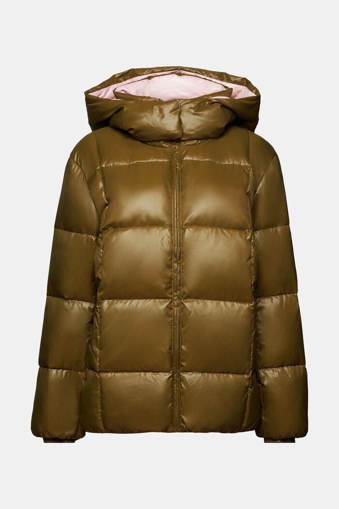Recycled: puffer jacket with down, DARK KHAKI, detail image number 5