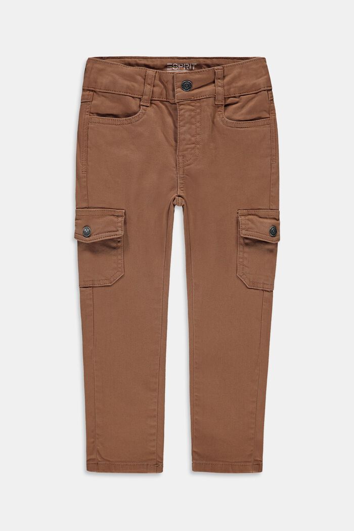 Slim-fit, cargo-style trousers with an adjustable waistband, CARAMEL, overview