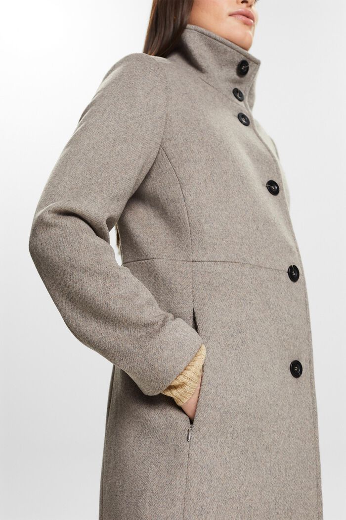 Brushed Wool Coat, TAUPE, detail image number 4