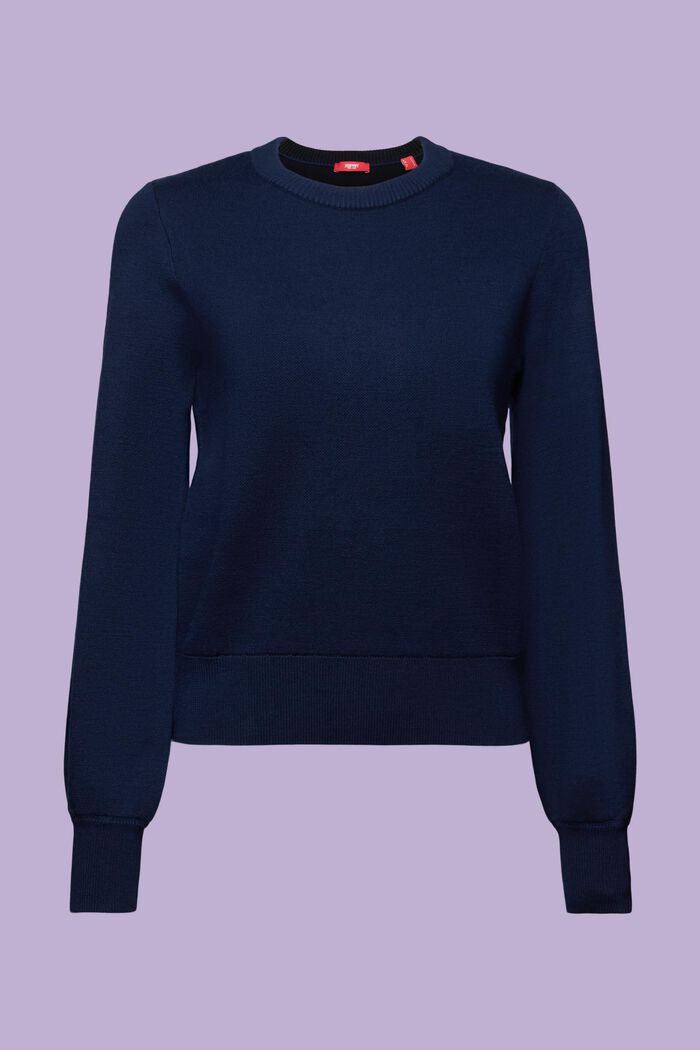 Wool-Blend Crewneck Sweater, NAVY, detail image number 6