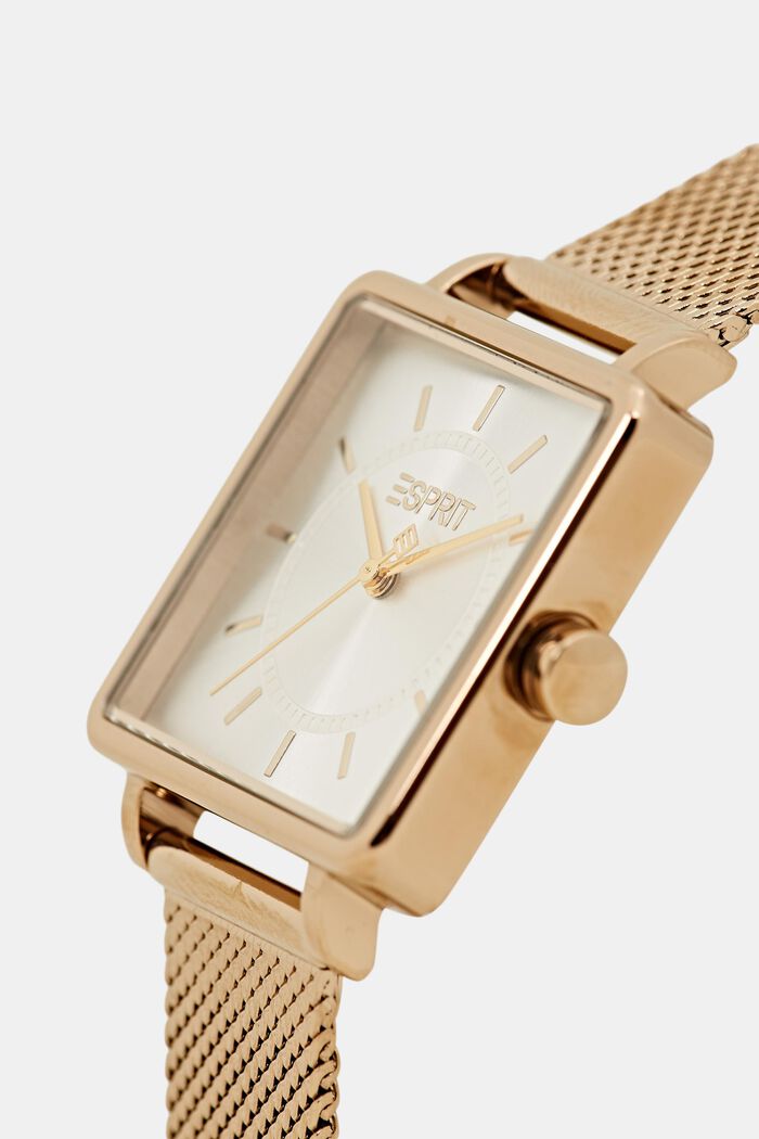 Square watch with a mesh strap, GOLD, detail image number 1