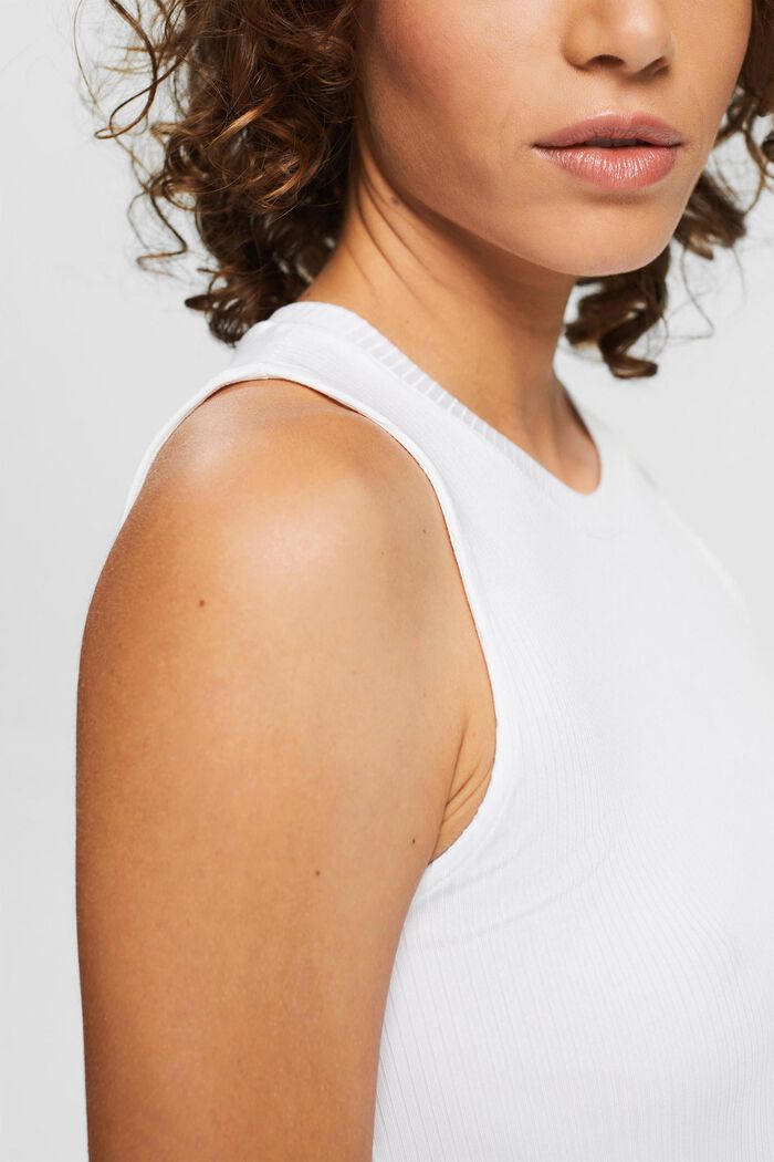 Made of TENCEL™: sleeveless top with a ribbed finish, WHITE, detail image number 2