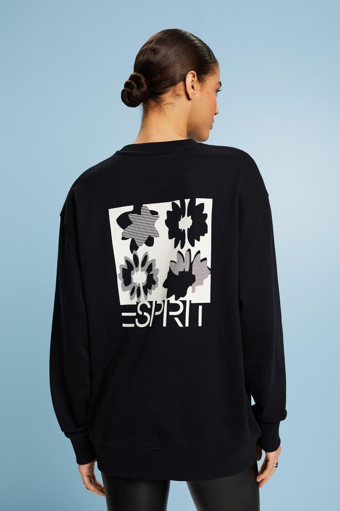 Oversized Print Sweatshirt, BLACK, detail image number 2