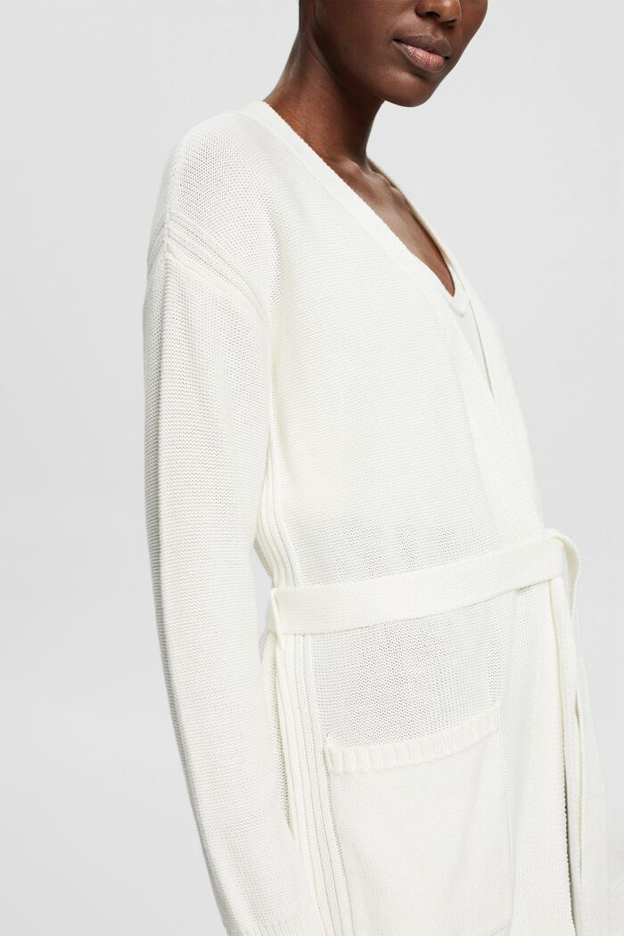 Containing TENCEL™: cardigan with a tie-around belt, OFF WHITE, detail image number 2