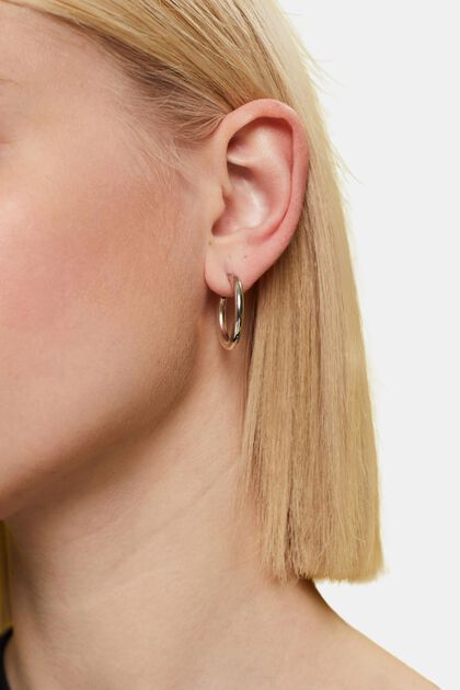 Bi-color hoop earrings, stainless steel