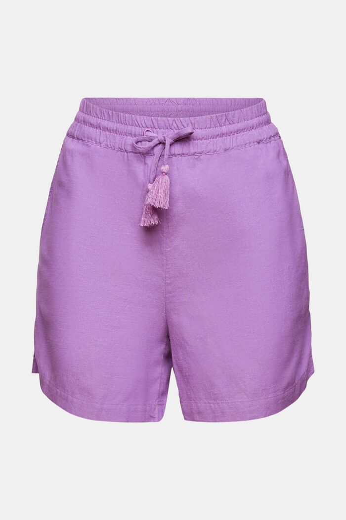 Linen blend: shorts with a drawstring waistband, VIOLET, overview