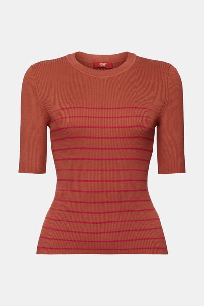 Short sleeve jumper with stripes, 100% cotton