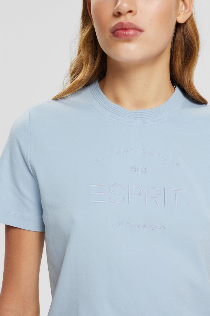 organic cotton t-shirt with embroidered logo, PASTEL BLUE, detail image number 2
