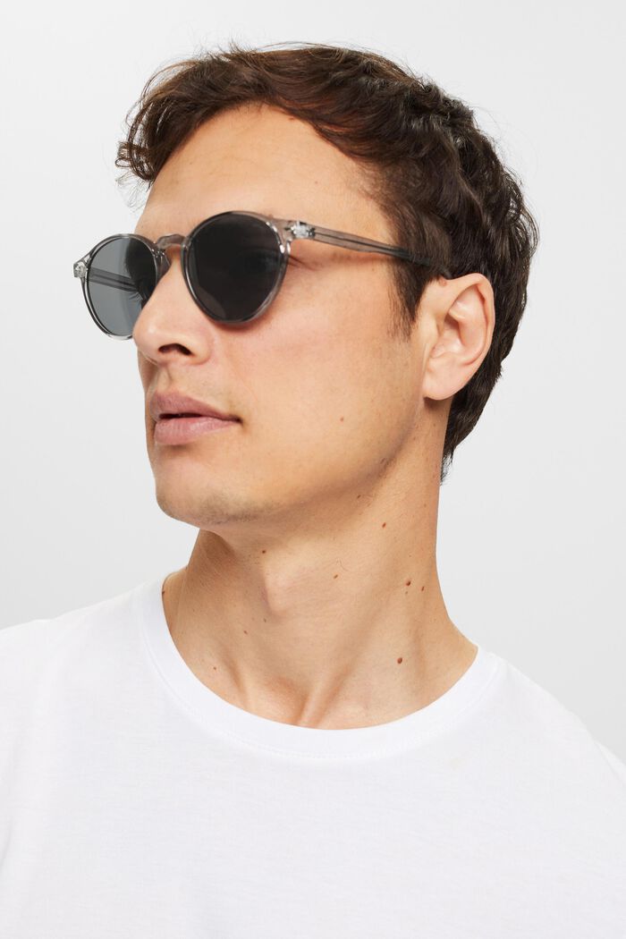 Sunglasses with transparent round frame, GREY, detail image number 3