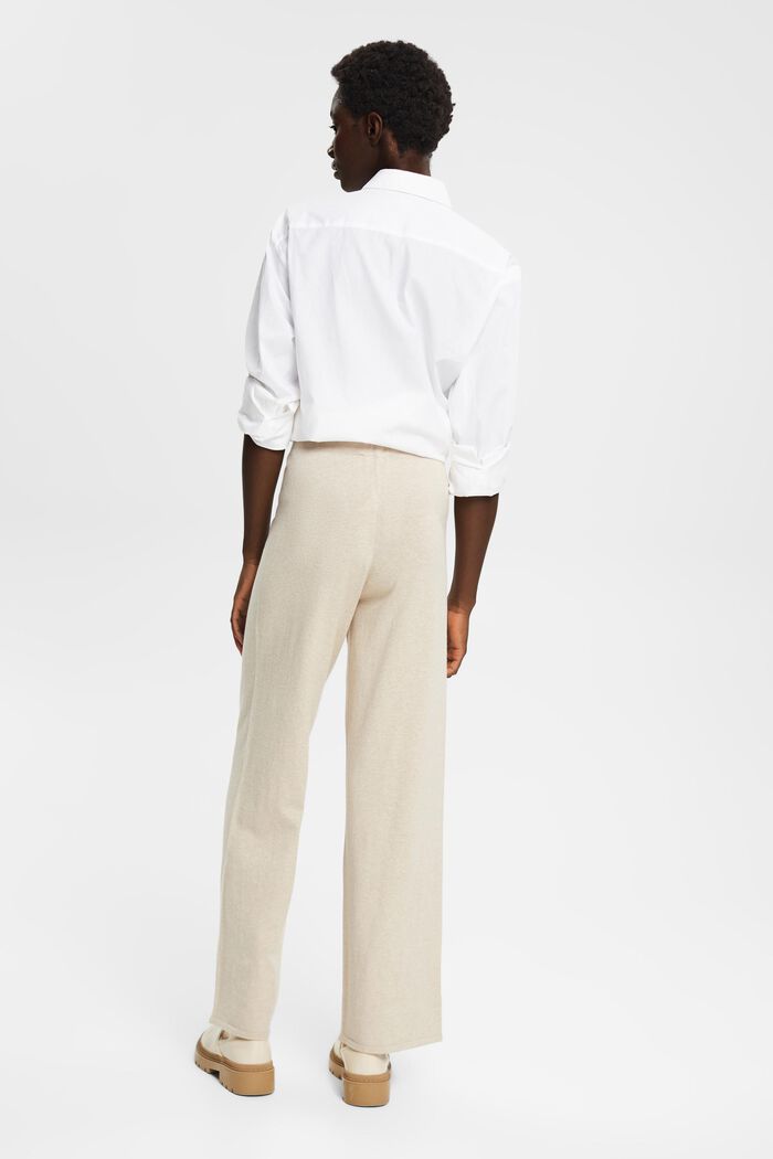 High-rise wide leg knit trousers, LIGHT TAUPE, detail image number 3