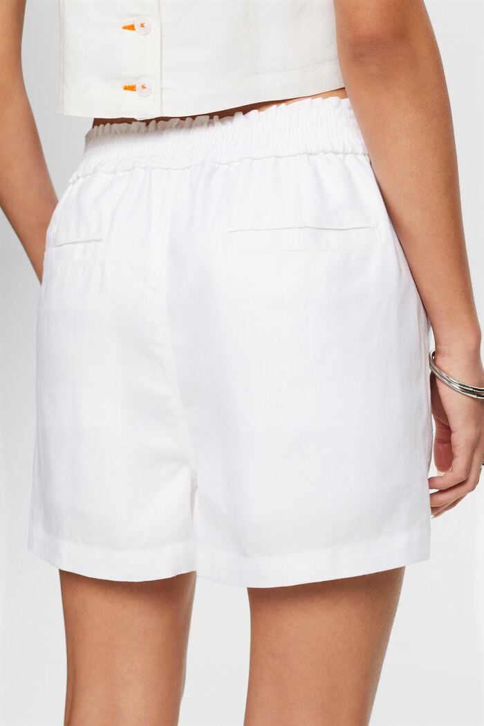 Pull-on shorts, linen blend, WHITE, detail image number 4