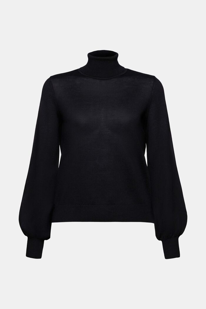 Wool Turtleneck Sweater, BLACK, detail image number 6