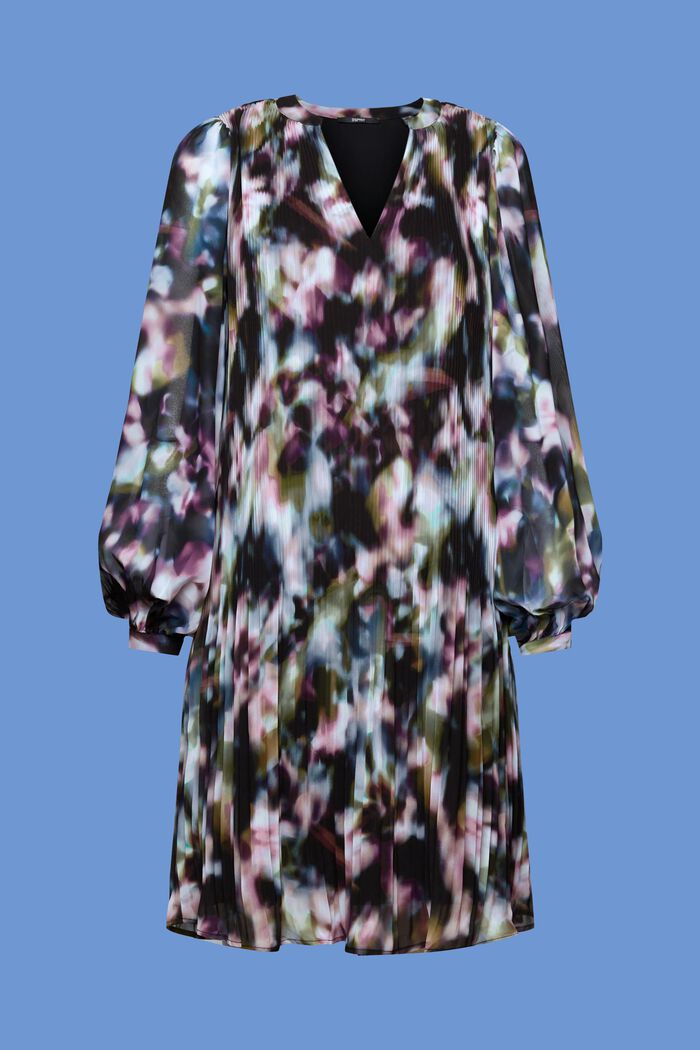 Patterned plissé mini dress, BLACK, detail image number 6