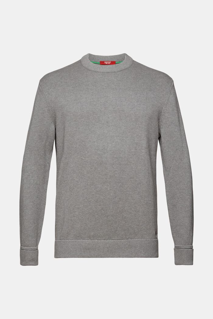 Cotton Crewneck Sweater, MEDIUM GREY, detail image number 6