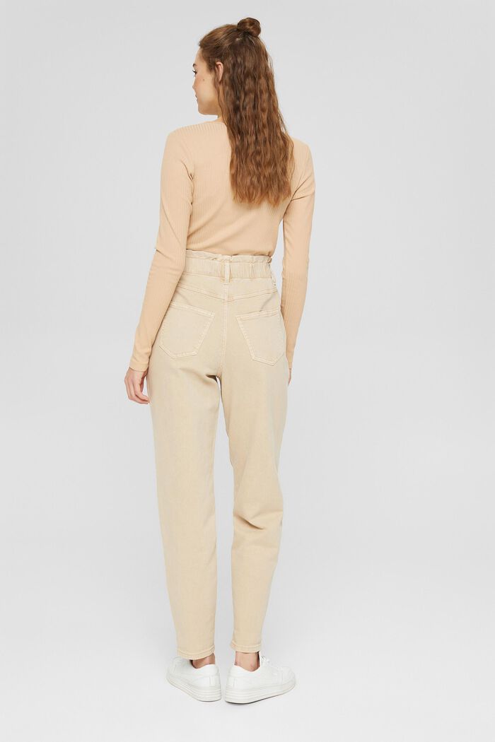 Trousers with a paperbag waistband, organic cotton, BEIGE, detail image number 3