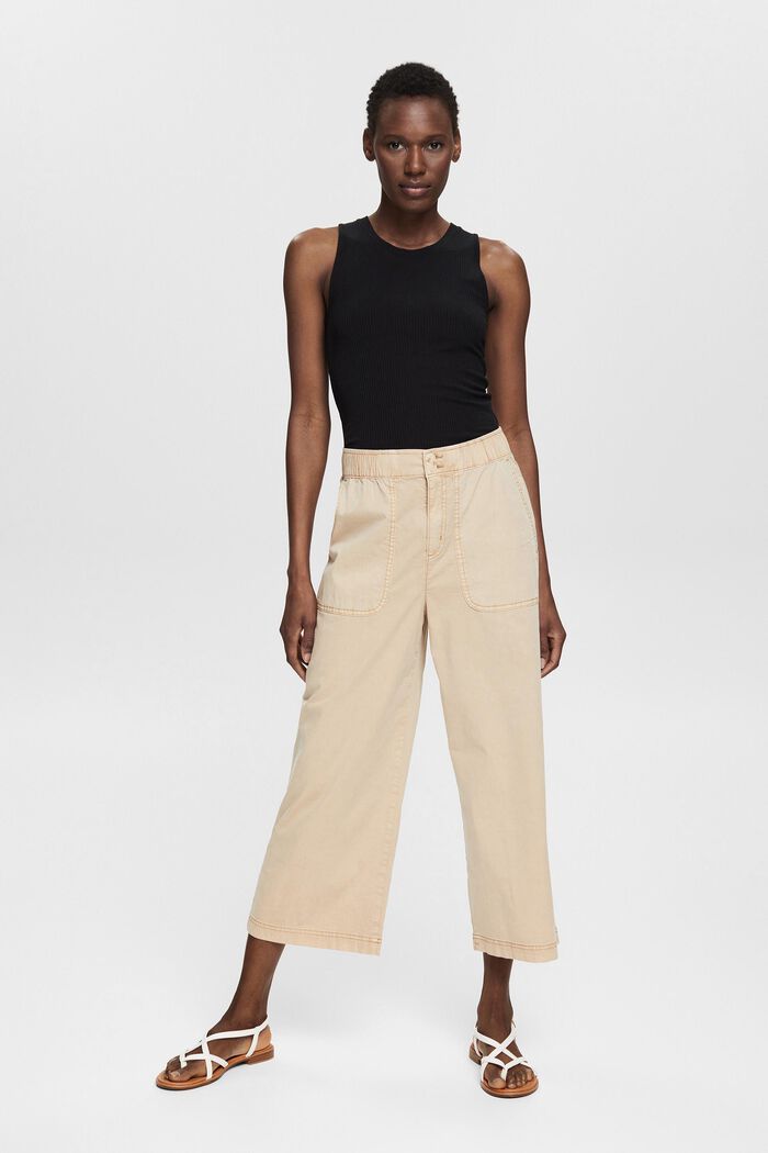Culottes with an elasticated waistband, BEIGE, detail image number 6