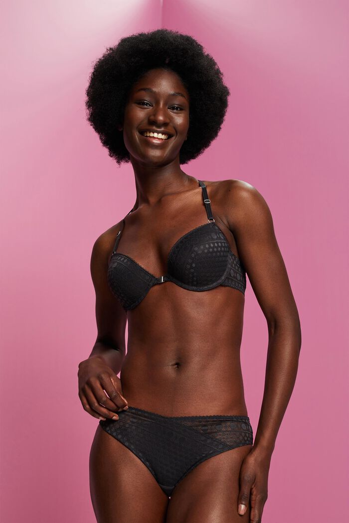 Recycled: padded underwire bra with lace, ANTHRACITE, detail image number 0
