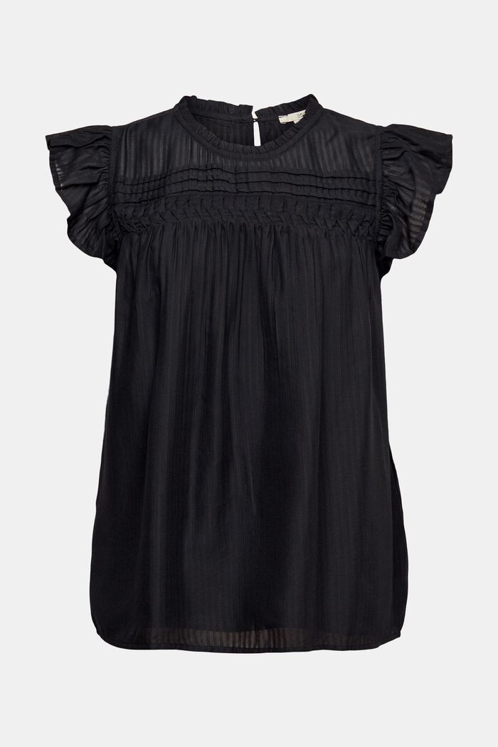 Striped blouse, LENZING™ ECOVERO™, BLACK, detail image number 5