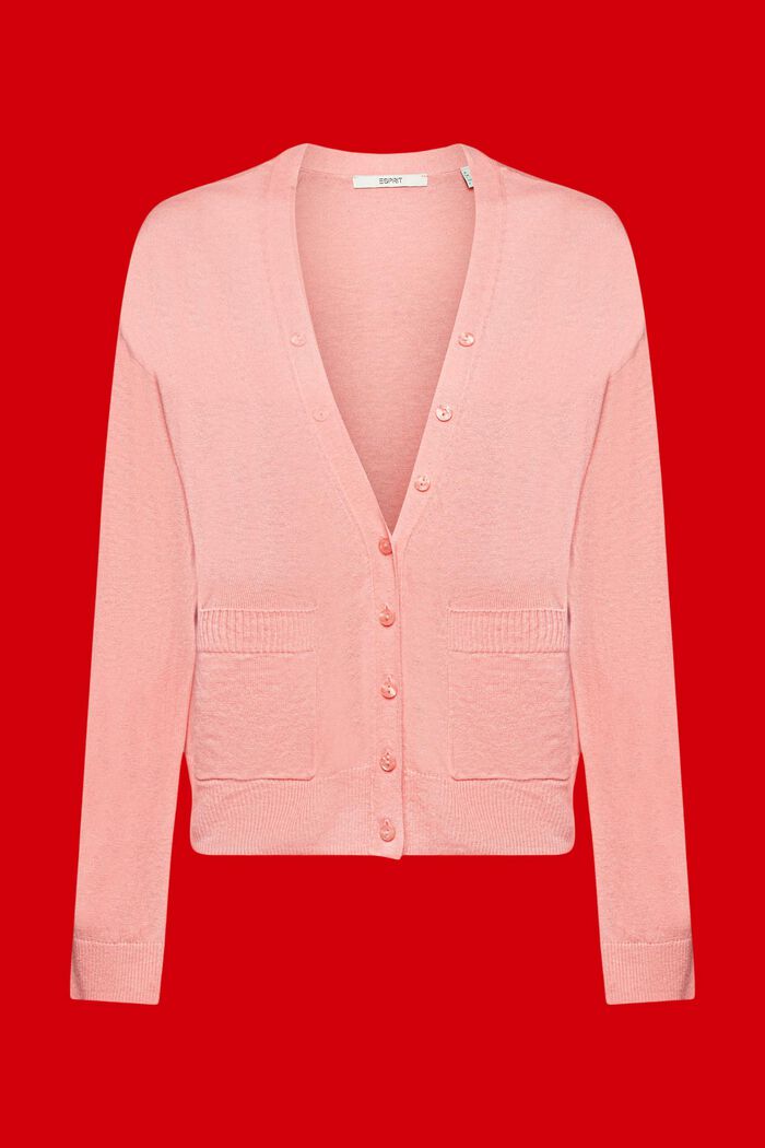 Light knit cardigan with linen, PINK, detail image number 5