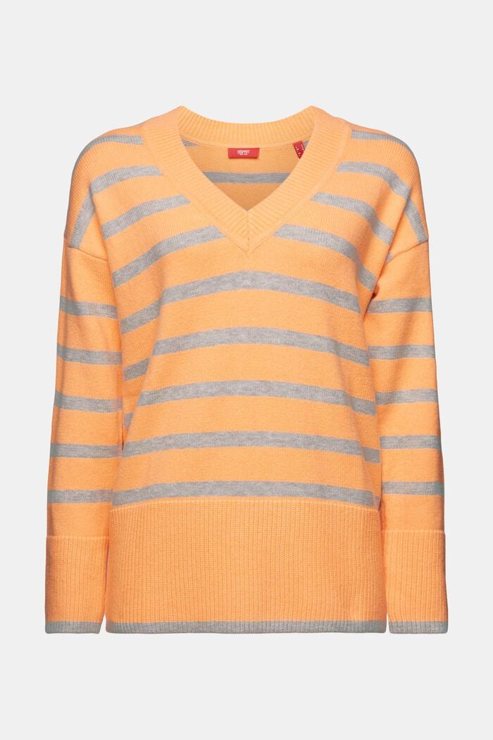 Long-Sleeve V-Neck Sweater, PEACH, detail image number 6