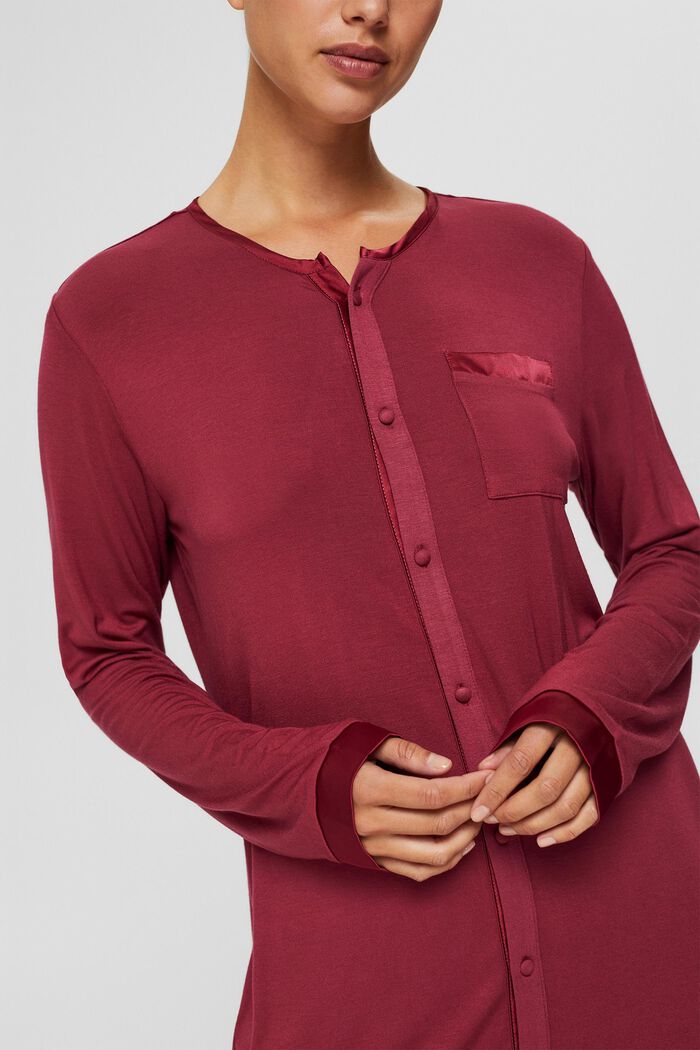 Jersey nightshirt made of LENZING™ ECOVERO™, DARK RED, detail image number 3