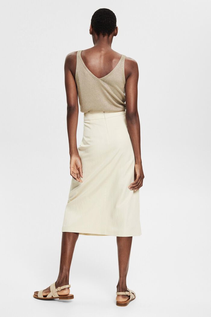 With linen: midi skirt in a wrap-over look, LIGHT BEIGE, detail image number 3