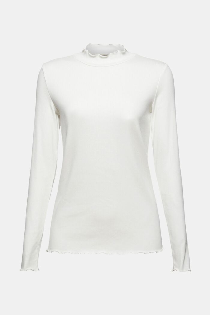 Ribbed long sleeve top, organic cotton, OFF WHITE, detail image number 7